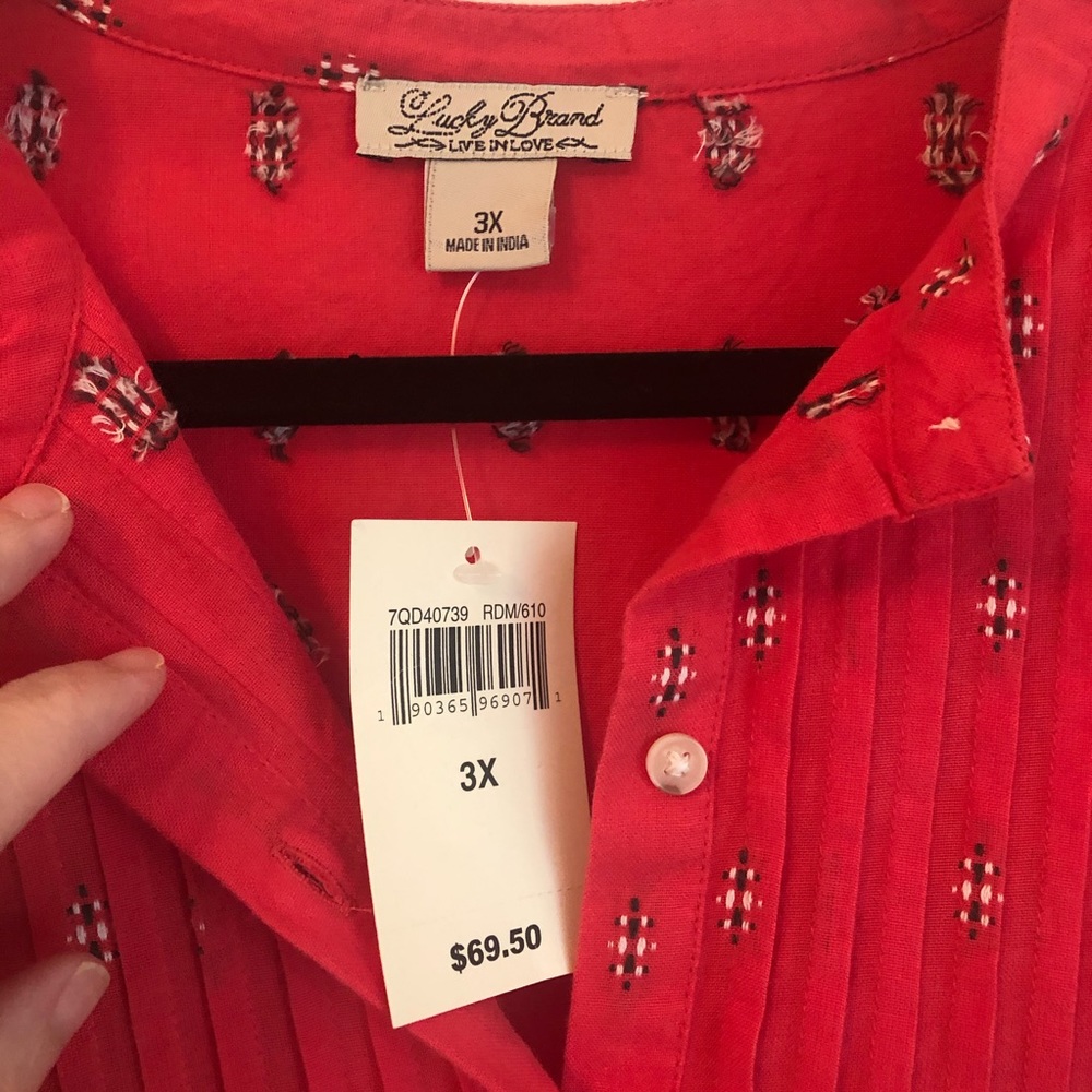 NWT Lucky Brand Peplum Top Red PLUS 3X